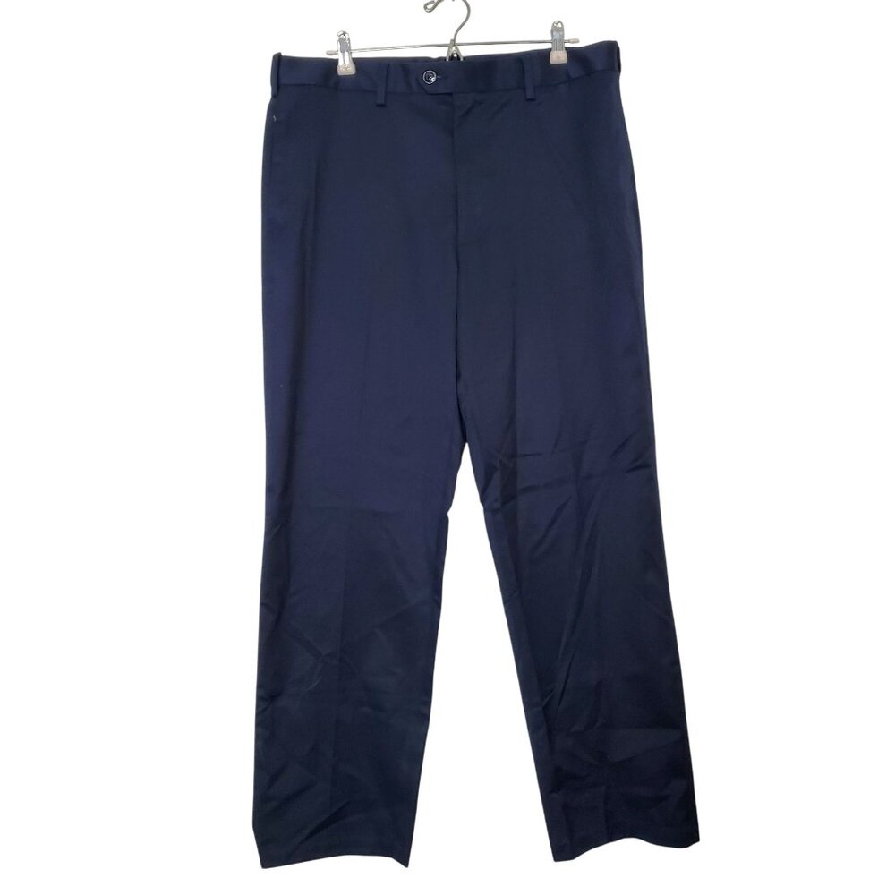 Perry Ellis Portfolio Navy Blue Dress Pants Mens Classic Fit Trousers 36x32